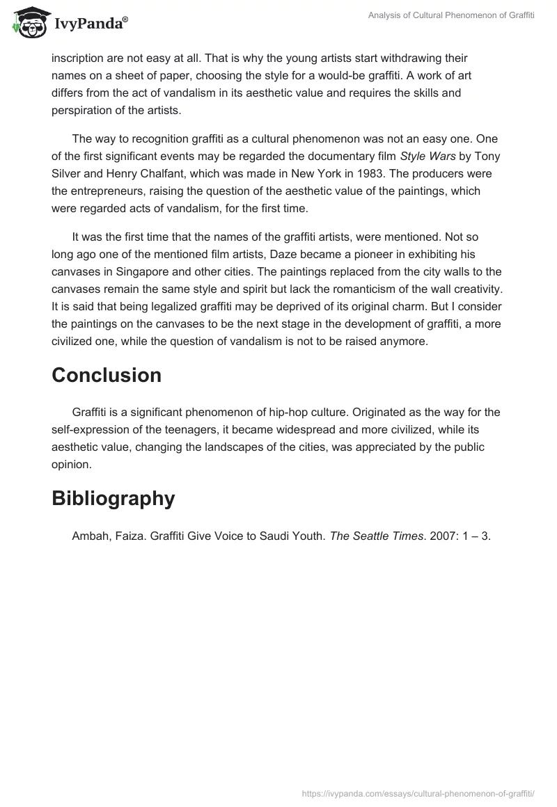 Analysis of Cultural Phenomenon of Graffiti. Page 3
