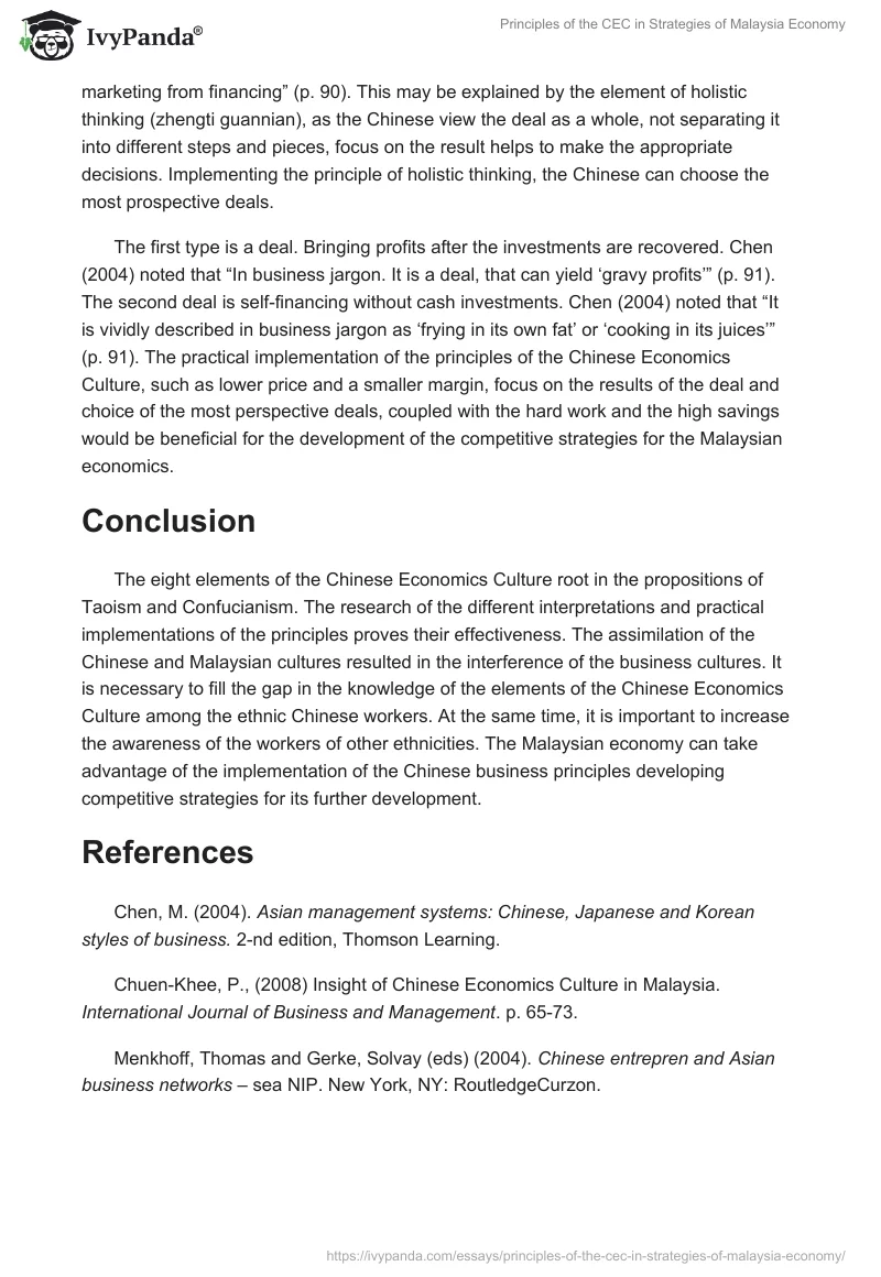 Principles of the CEC in Strategies of Malaysia Economy. Page 4