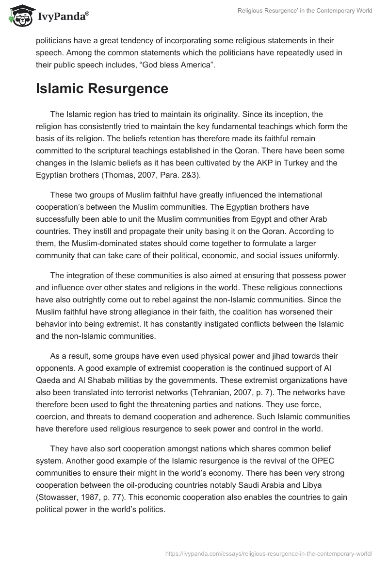 Religious Resurgence’ in the Contemporary World. Page 4