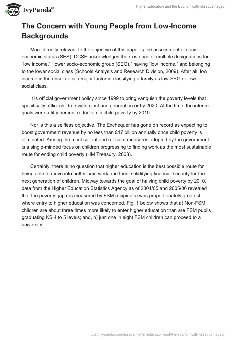 Higher Education and the Economically-disadvantaged. Page 4