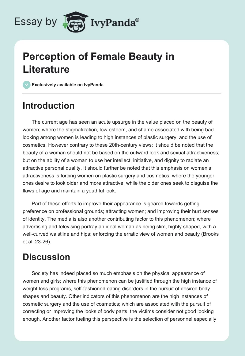 Perception of Female Beauty in Literature. Page 1