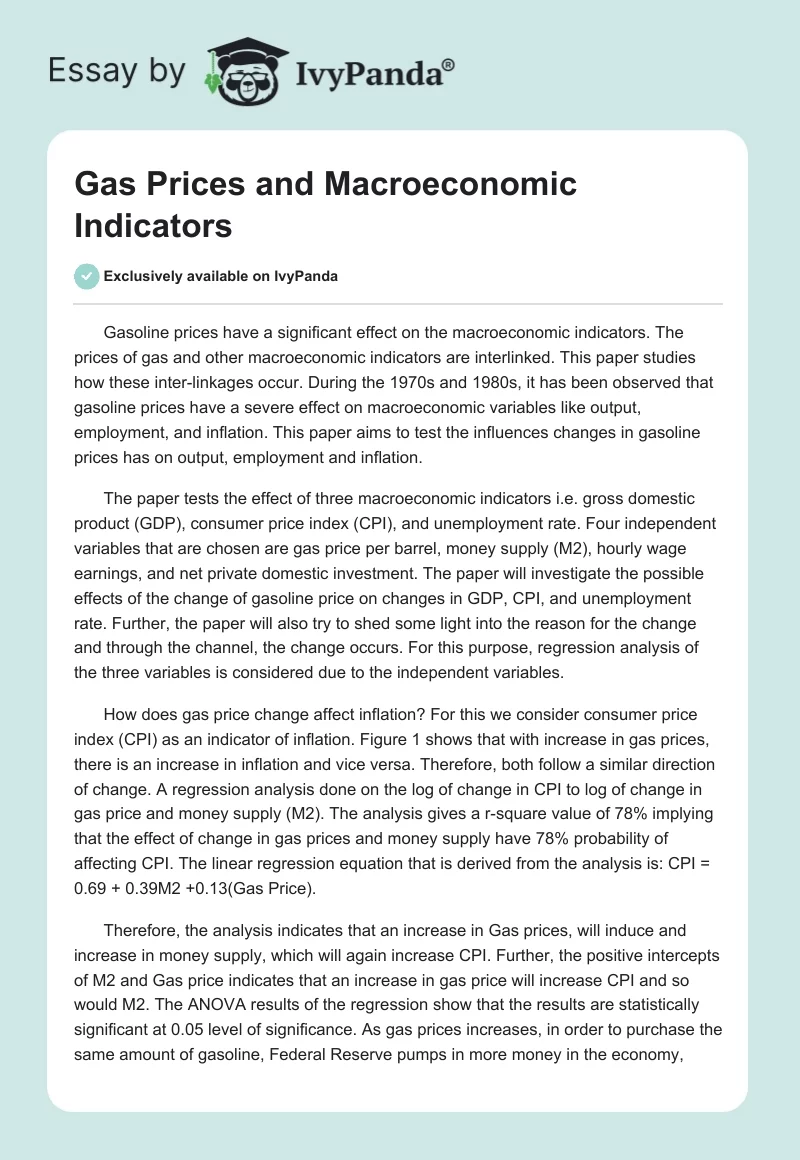 Gas Prices and Macroeconomic Indicators. Page 1