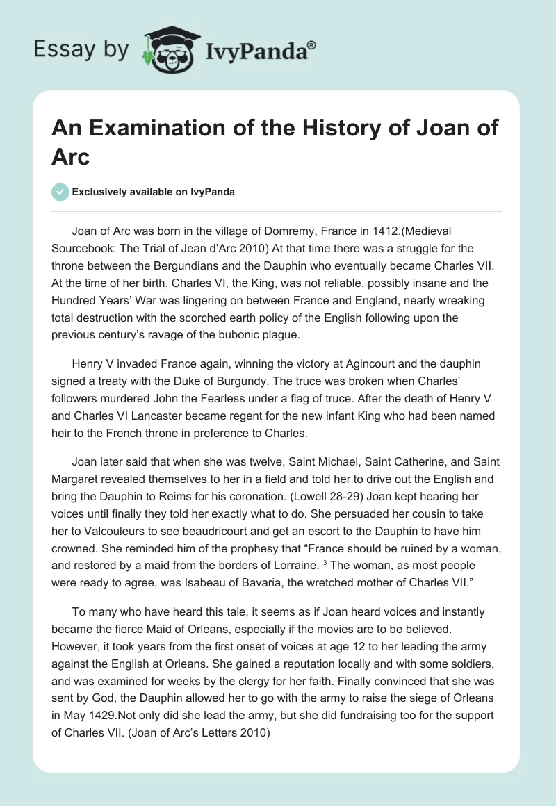 An Examination of the History of Joan of Arc. Page 1