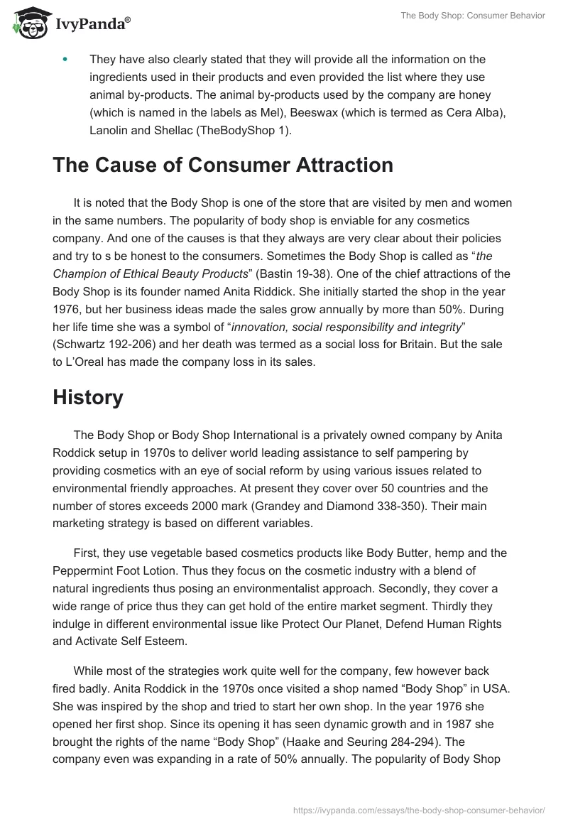 The Body Shop: Consumer Behavior. Page 2