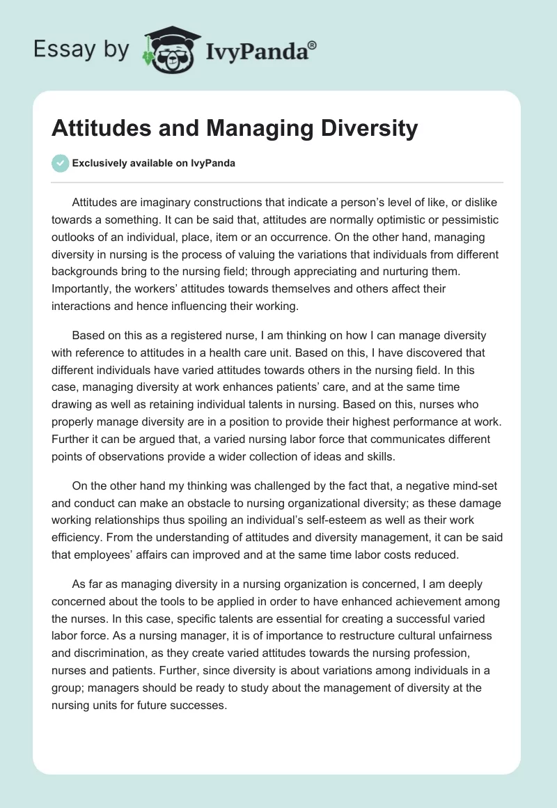 Attitudes and Managing Diversity. Page 1