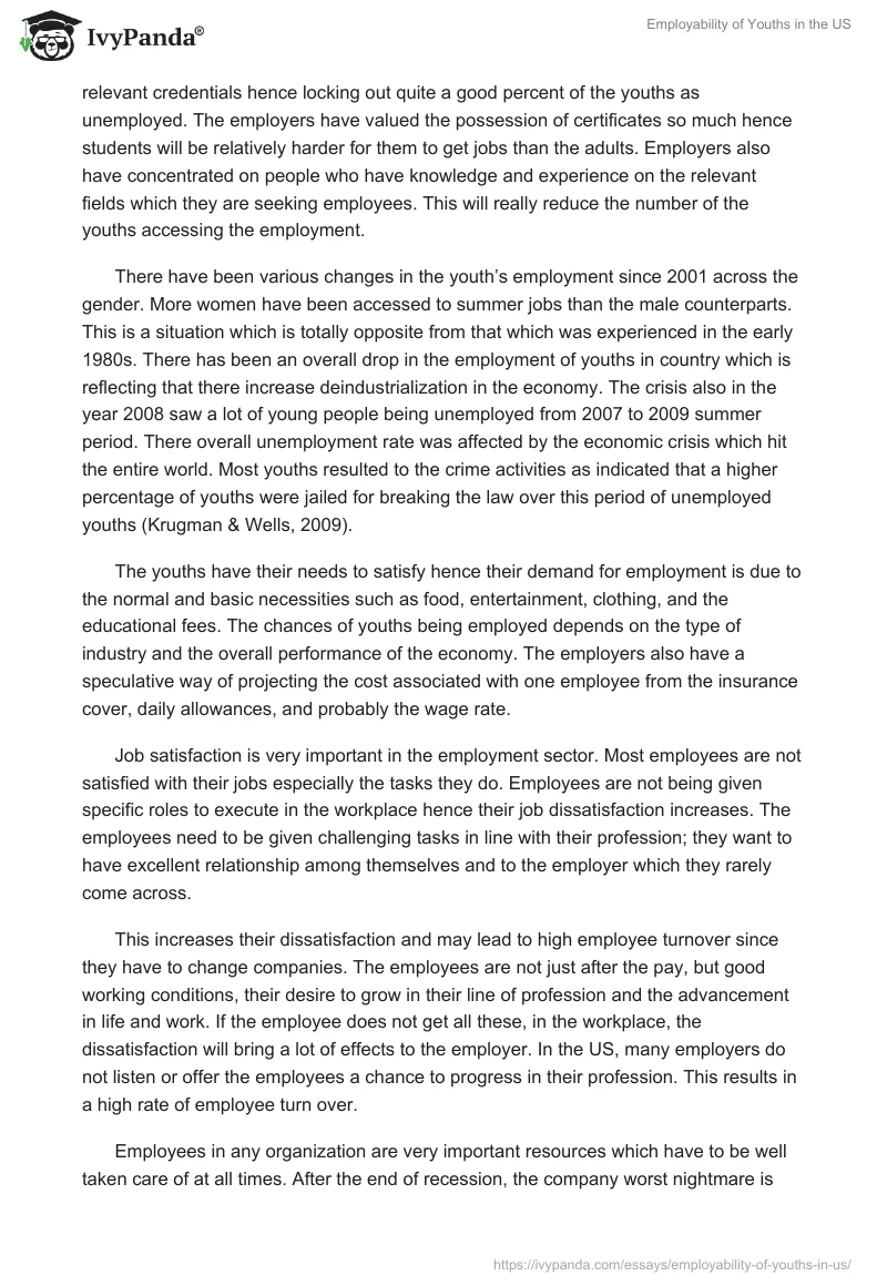 Employability of Youths in the US. Page 2