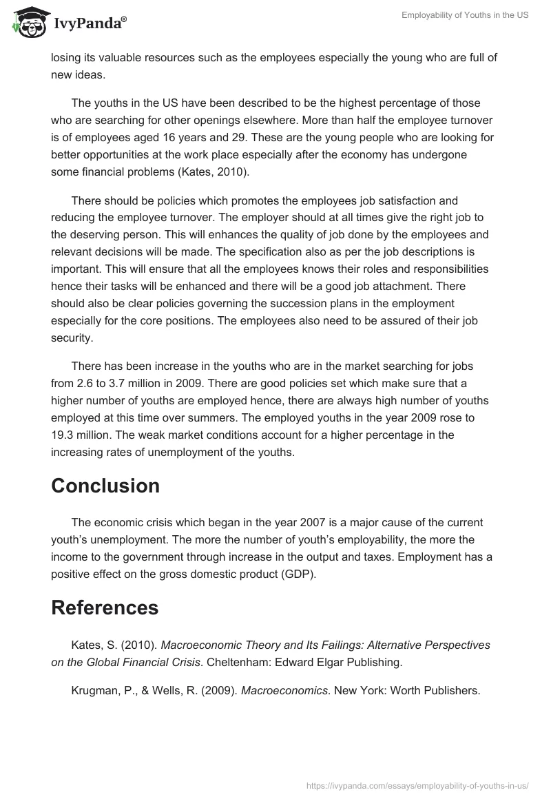 Employability of Youths in the US. Page 3