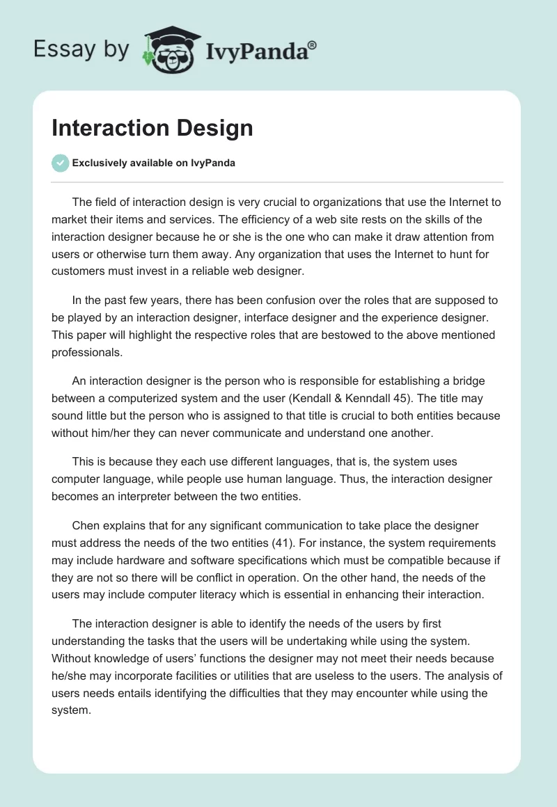 Interaction Design. Page 1