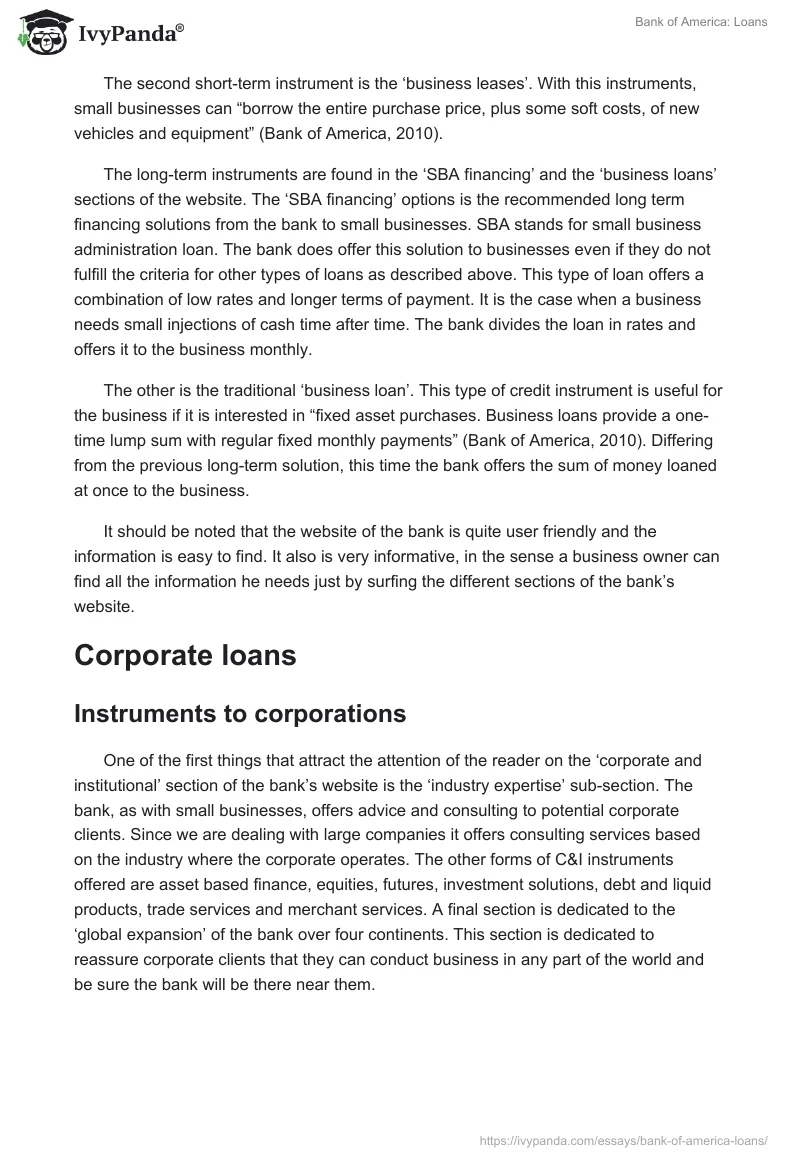 Bank of America: Loans. Page 2