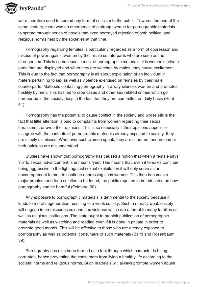 Pros and Cons of Censorship of Pornography. Page 2