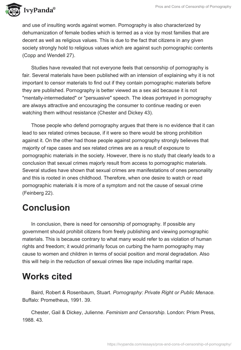 Pros and Cons of Censorship of Pornography. Page 3