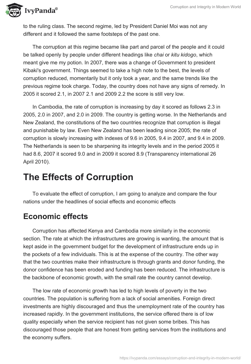 Corruption and Integrity in Modern World. Page 2