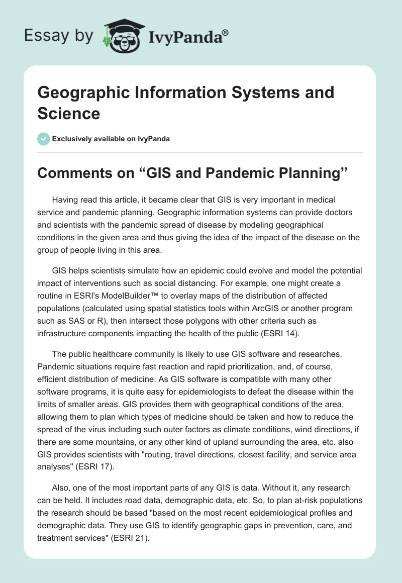 Geographic Information Systems and Science. Page 1
