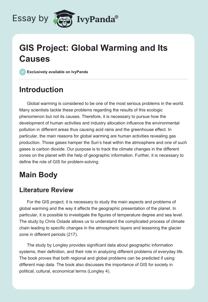 GIS Project: Global Warming and Its Causes. Page 1