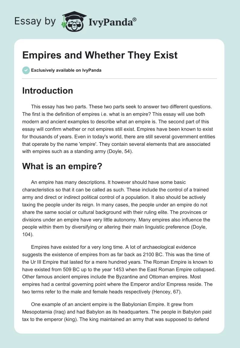 Empires and Whether They Exist. Page 1