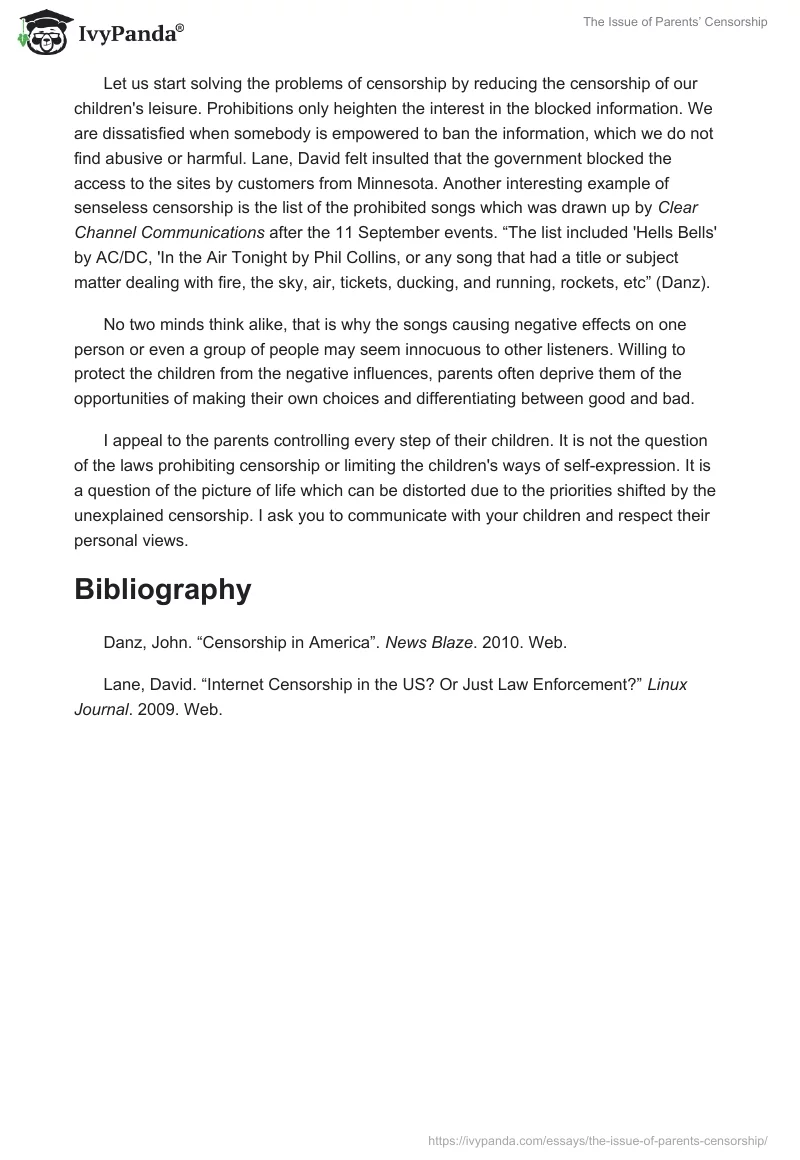 The Issue of Parents’ Censorship. Page 2
