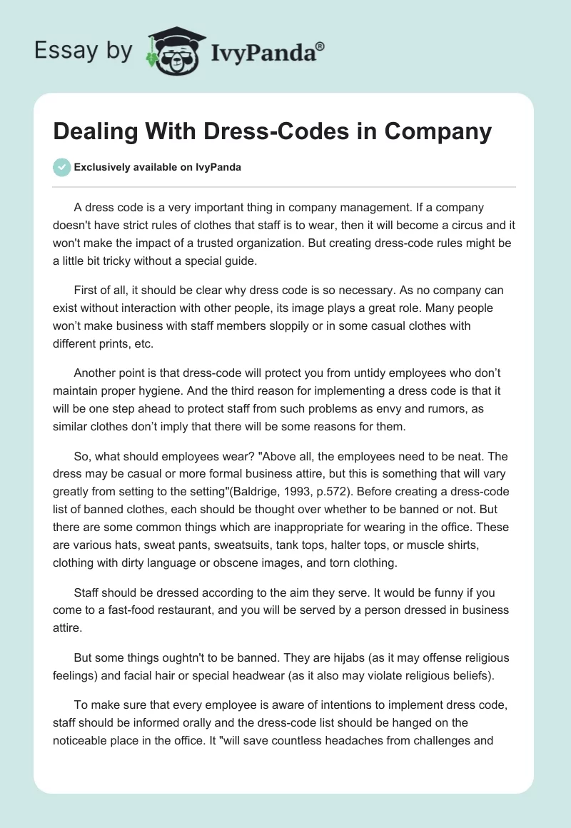 Dealing With Dress-Codes in Company. Page 1