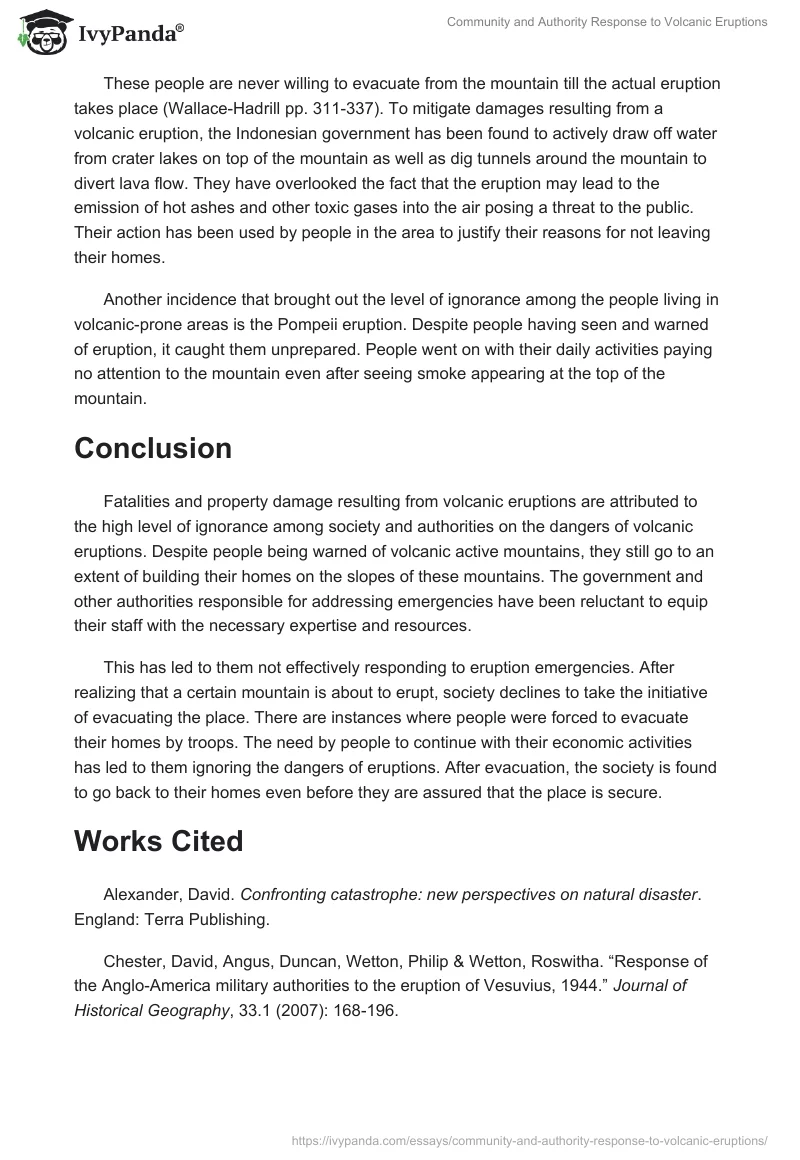 Community and Authority Response to Volcanic Eruptions. Page 5