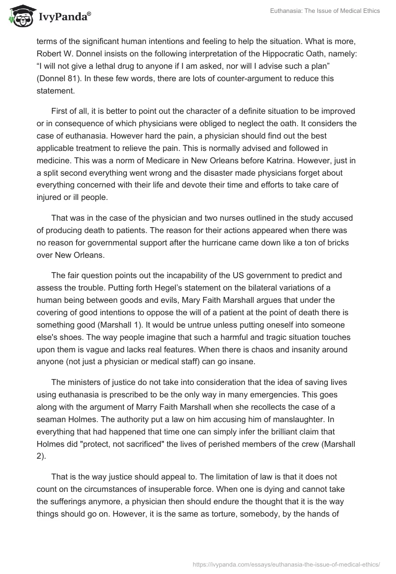 Euthanasia: The Issue of Medical Ethics. Page 2