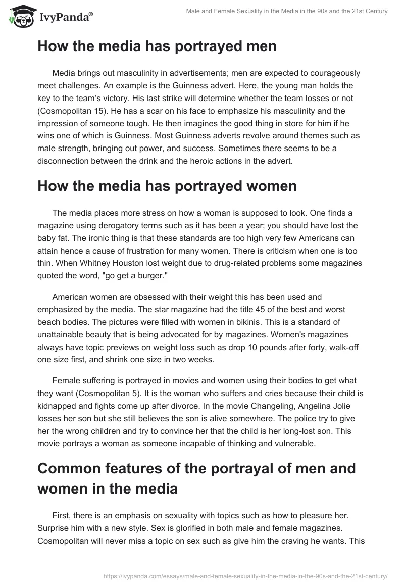 Male and Female Sexuality in the Media in the 90s and the 21st Century. Page 2