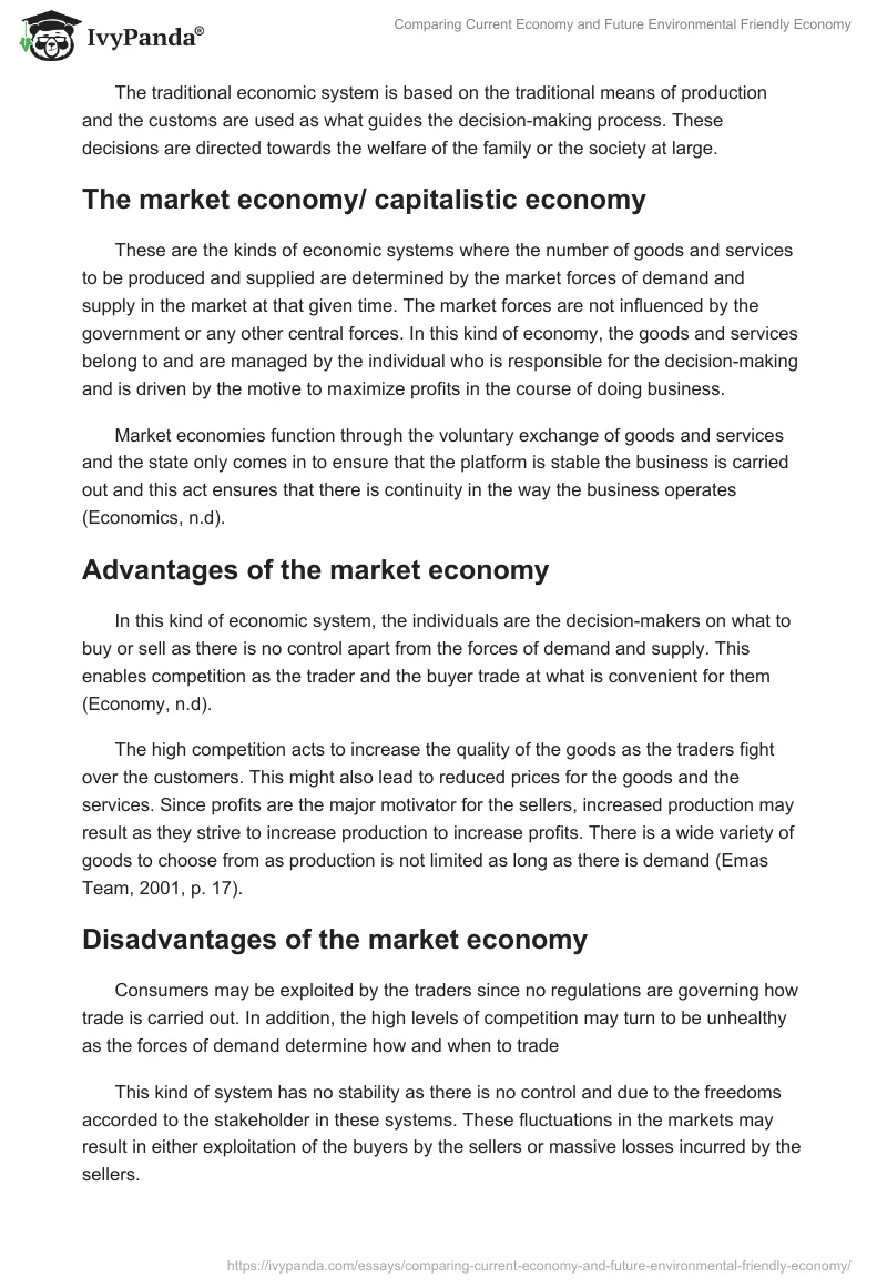 Comparing Current Economy and Future Environmental Friendly Economy. Page 2