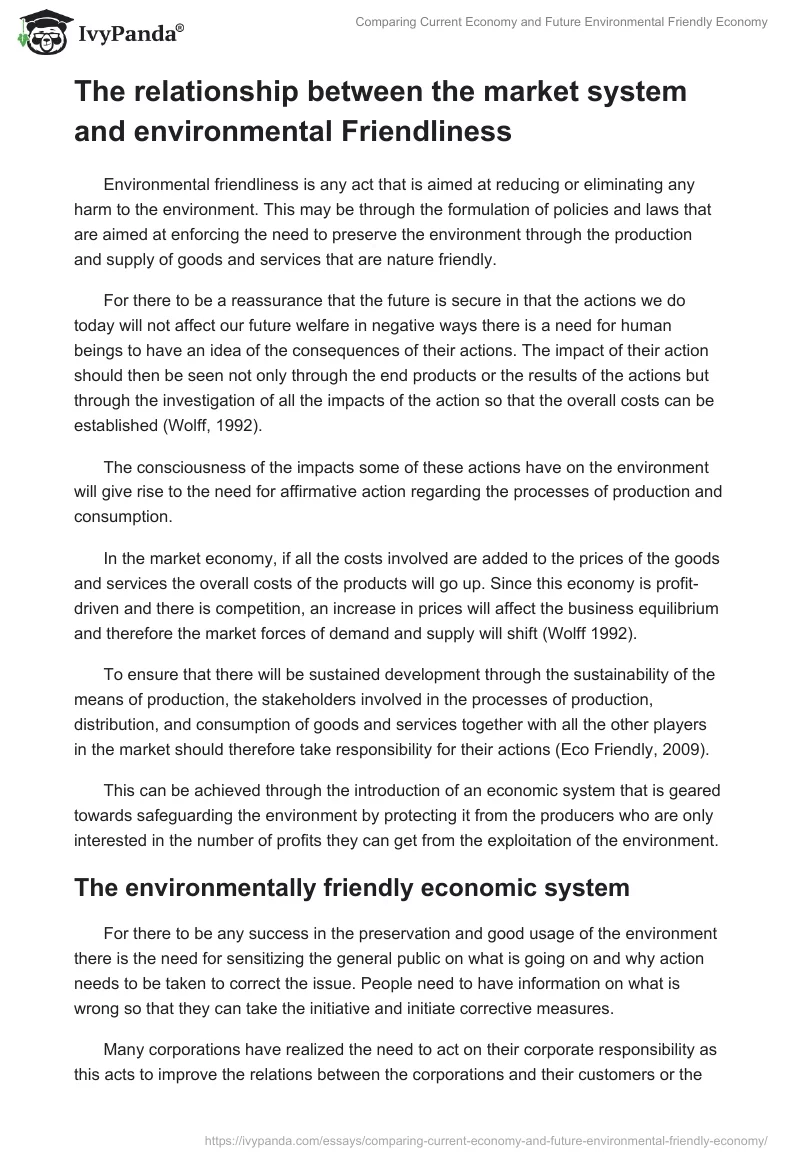 Comparing Current Economy and Future Environmental Friendly Economy. Page 3