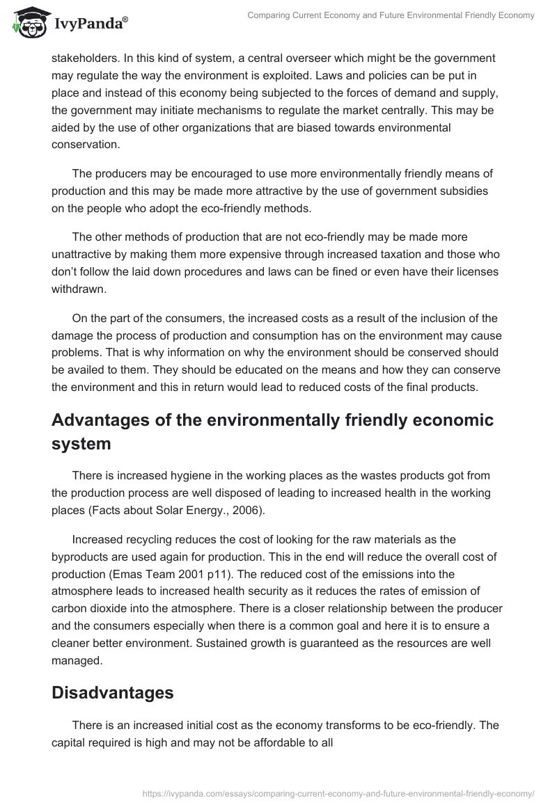 Comparing Current Economy and Future Environmental Friendly Economy. Page 4