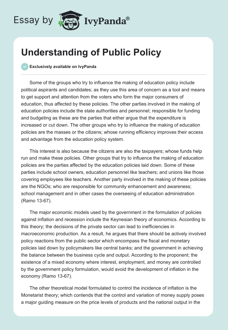Understanding of Public Policy. Page 1