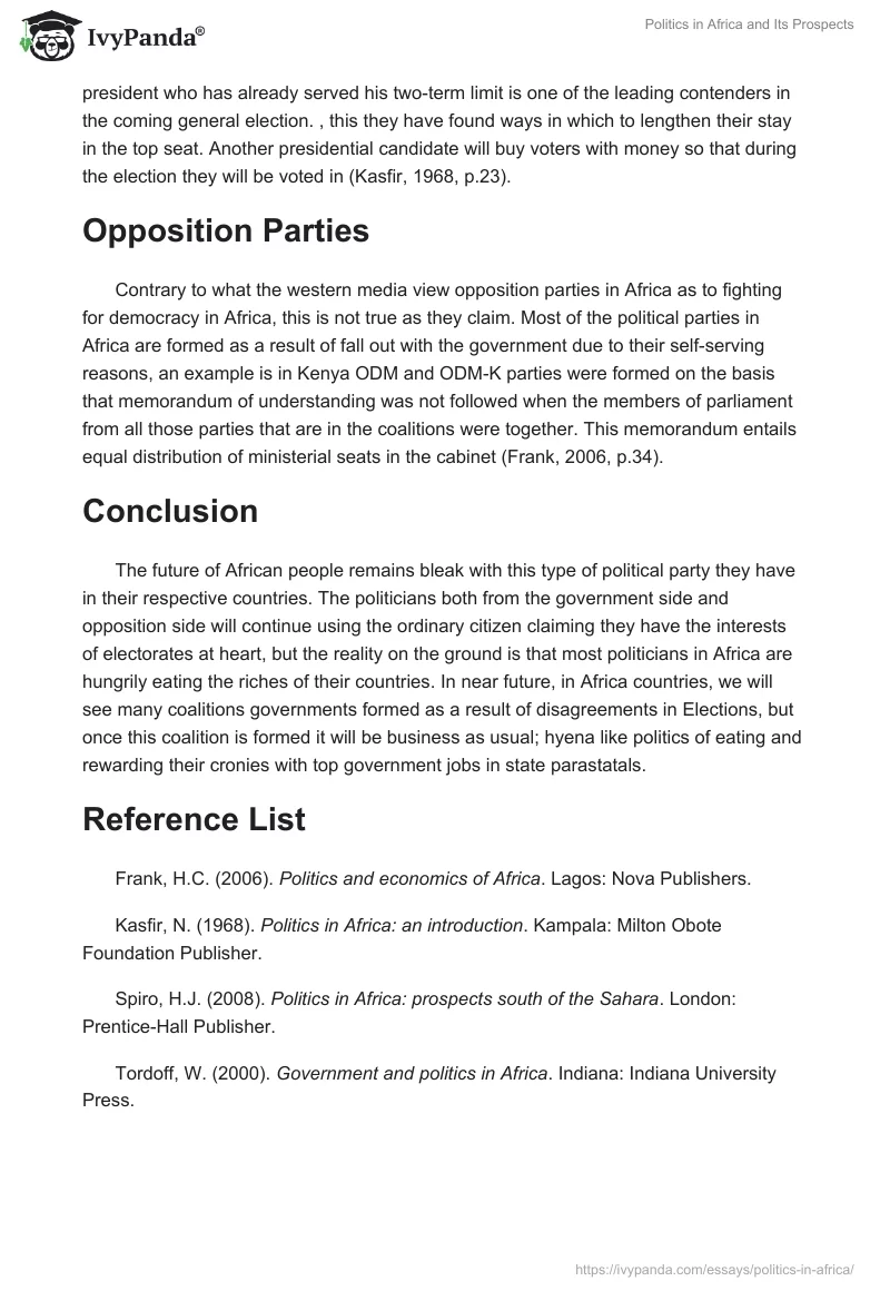 Politics in Africa and Its Prospects. Page 2