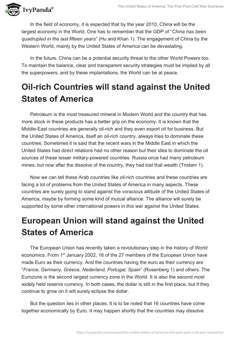 The United States of America: The Post Post-Cold War Scenarios. Page 2