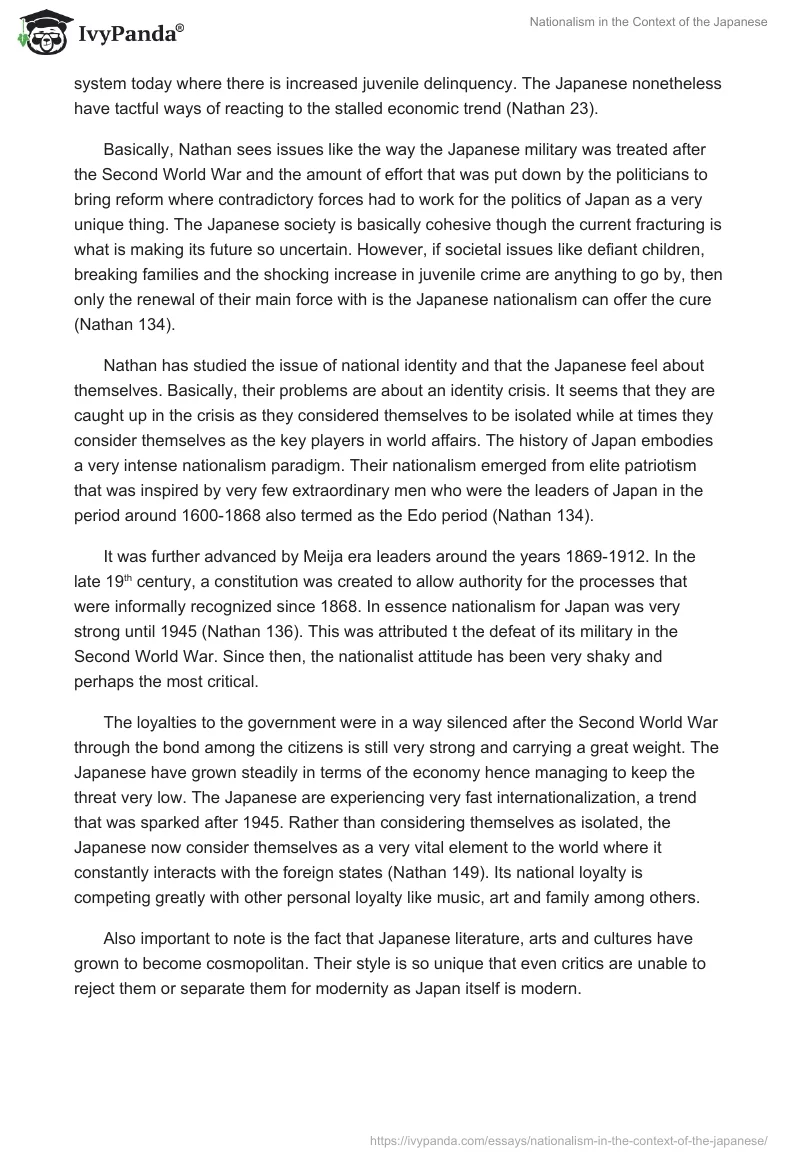 Nationalism in the Context of the Japanese. Page 2