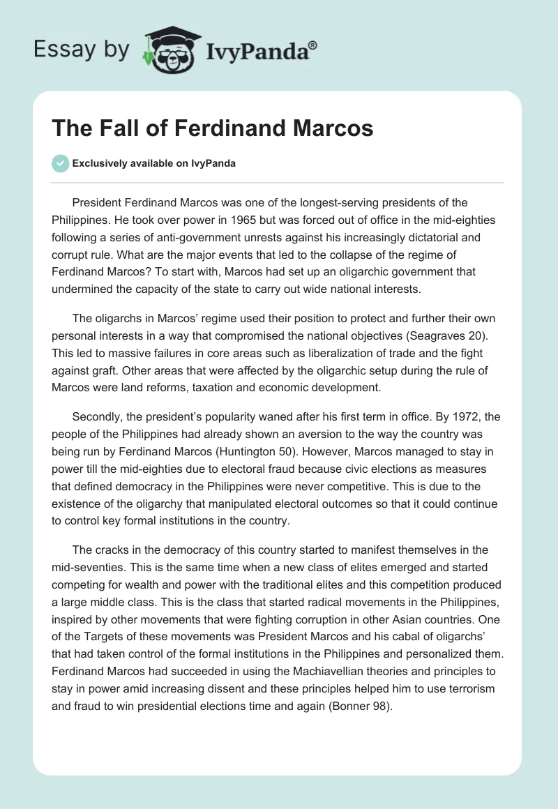The Fall of Ferdinand Marcos. Page 1