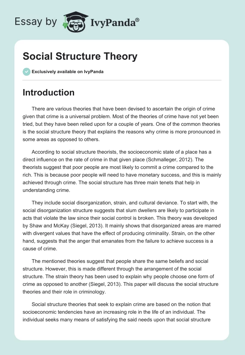 Social Structure Theory. Page 1