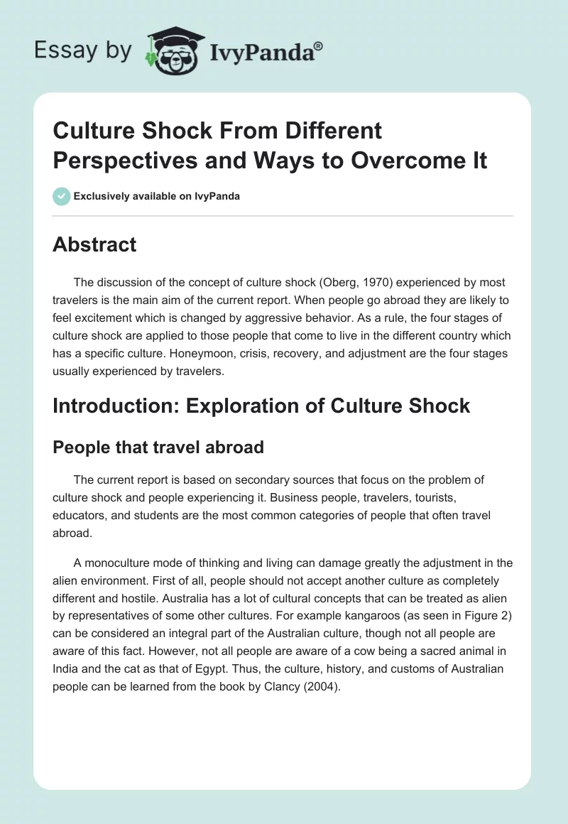Culture Shock From Different Perspectives and Ways to Overcome It. Page 1