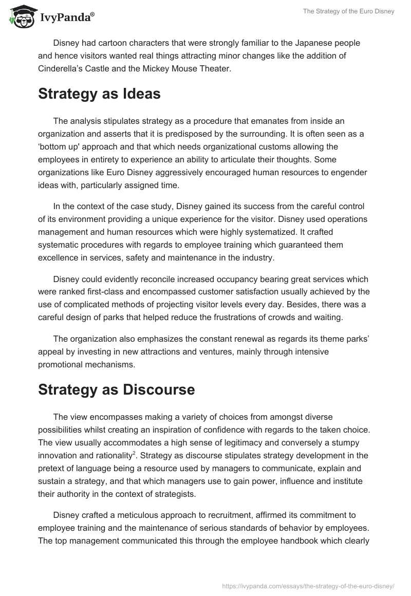 The Strategy of the Euro Disney. Page 2