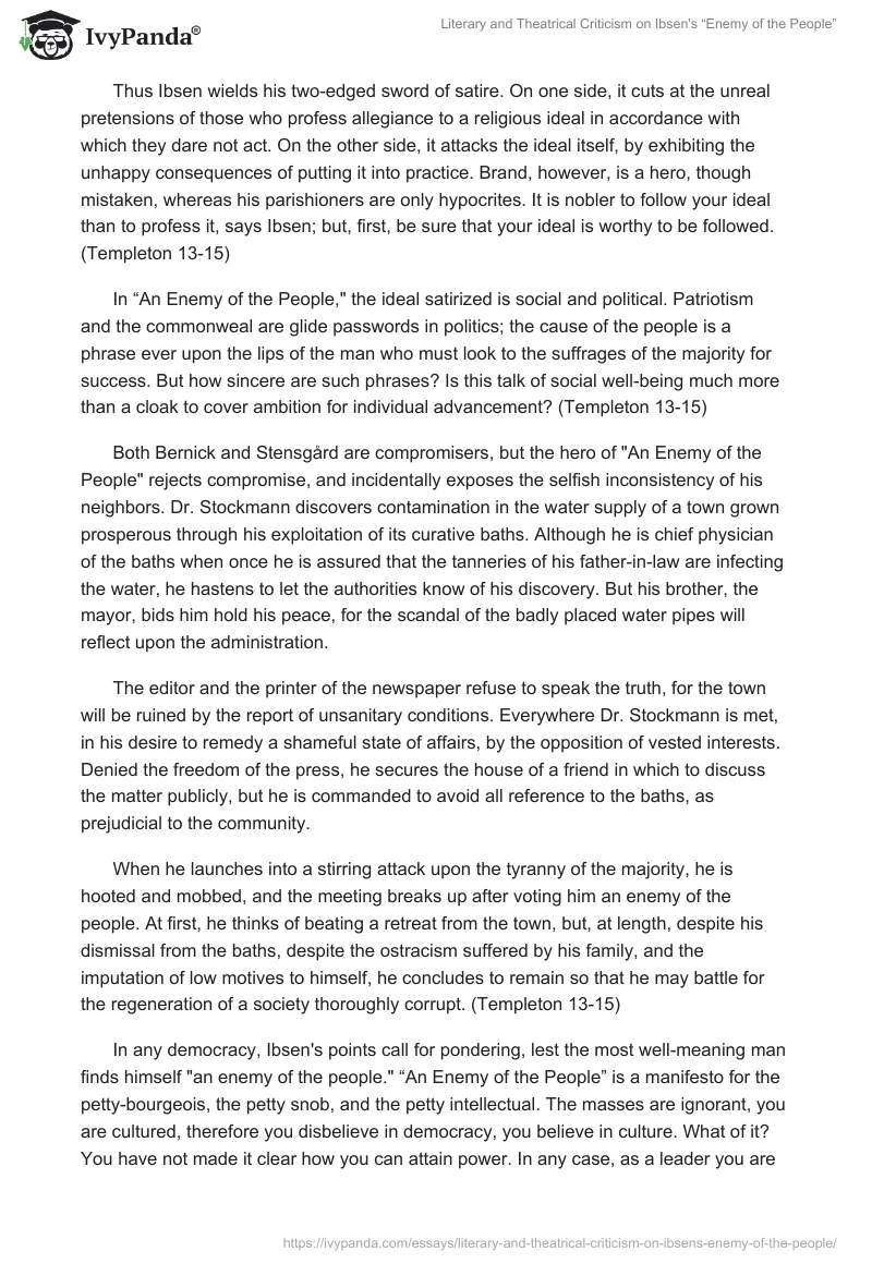 Literary and Theatrical Criticism on Ibsen's “Enemy of the People”. Page 5