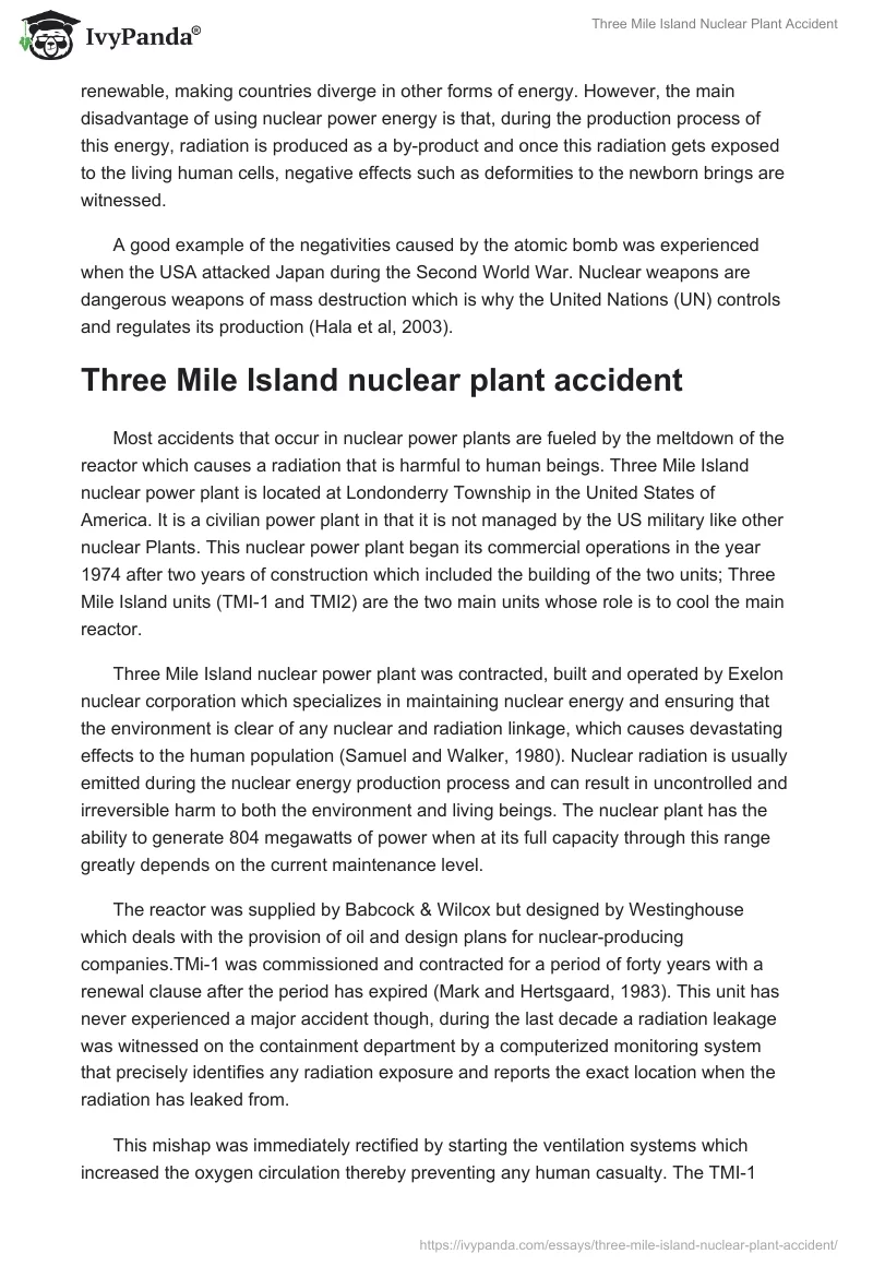 Three Mile Island Nuclear Plant Accident. Page 2