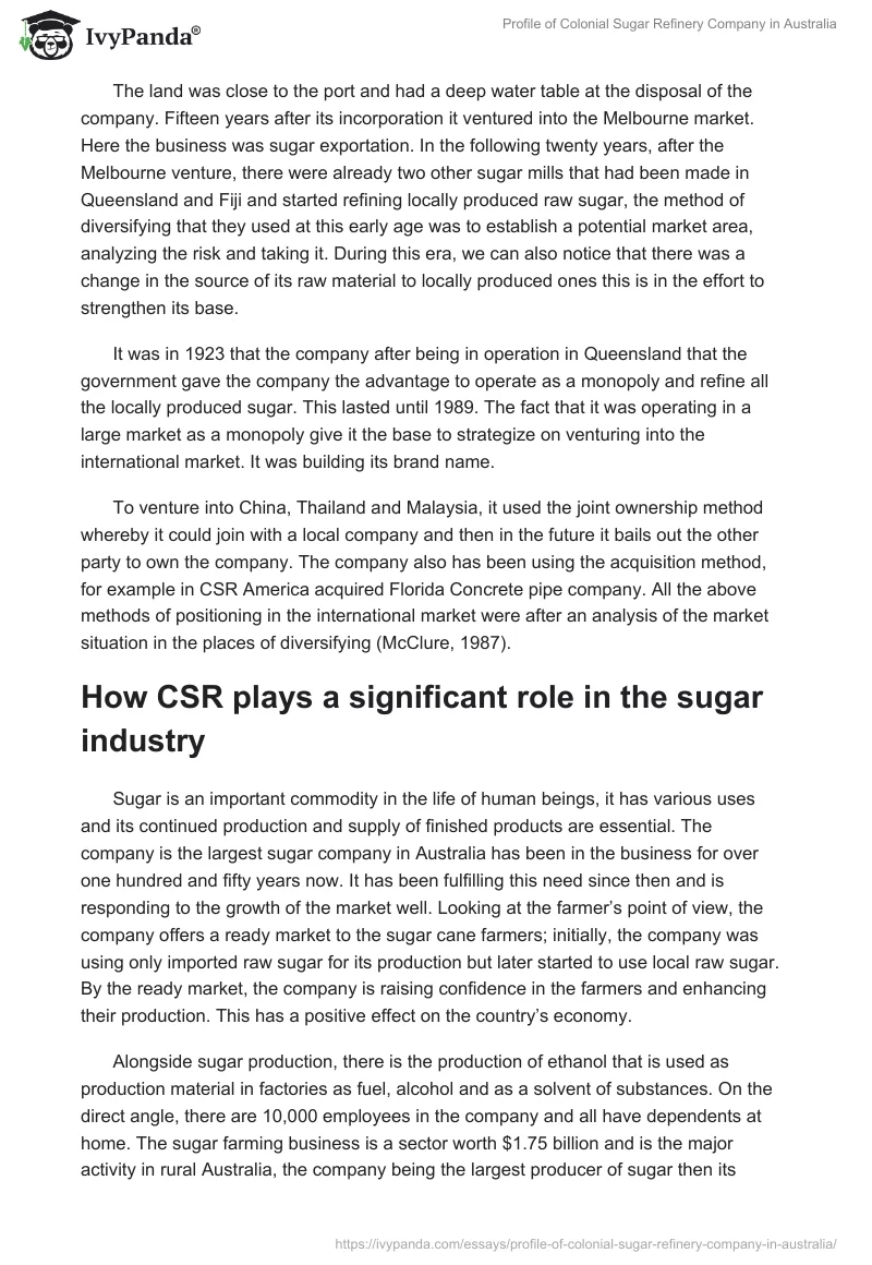 Profile of Colonial Sugar Refinery Company in Australia. Page 2