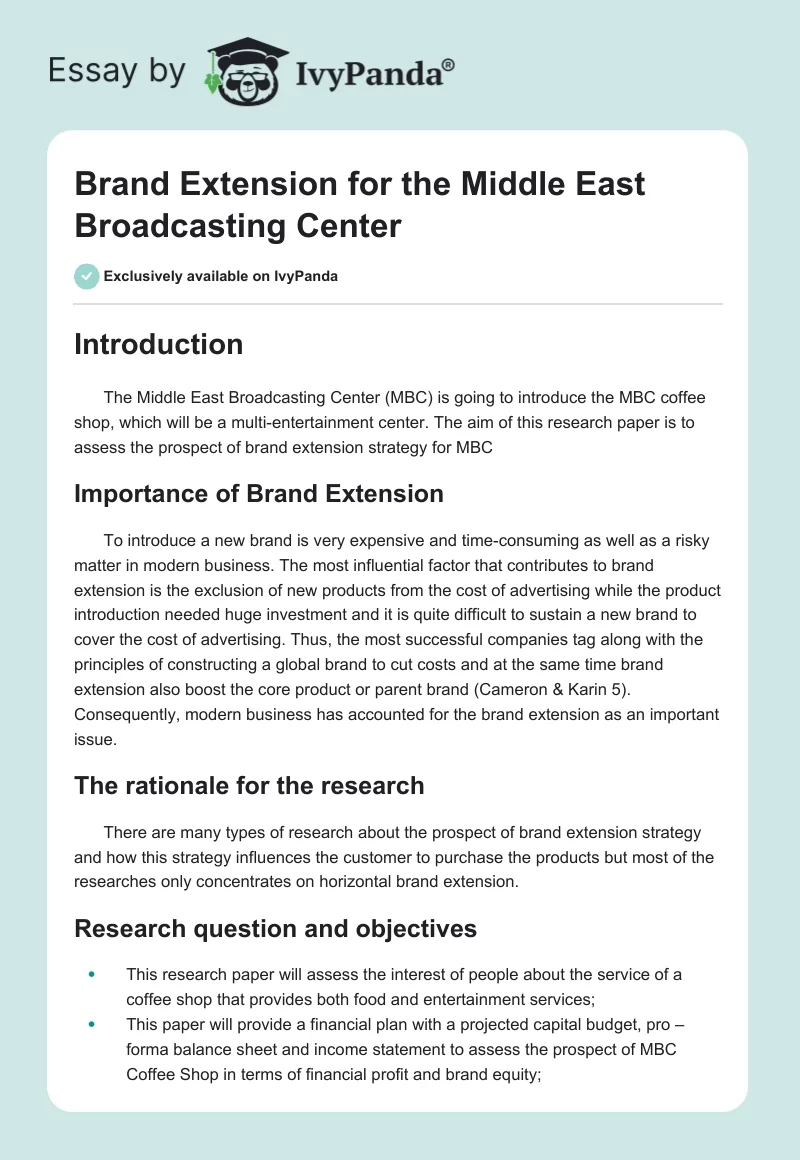 Brand Extension for the Middle East Broadcasting Center. Page 1