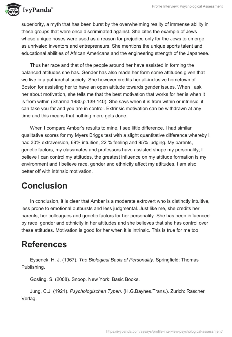 Profile Interview: Psychological Assessment. Page 5