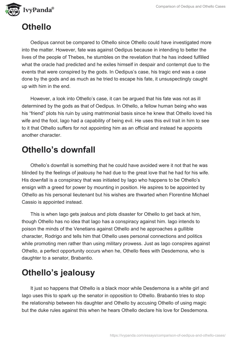 Comparison of Oedipus and Othello Cases. Page 3