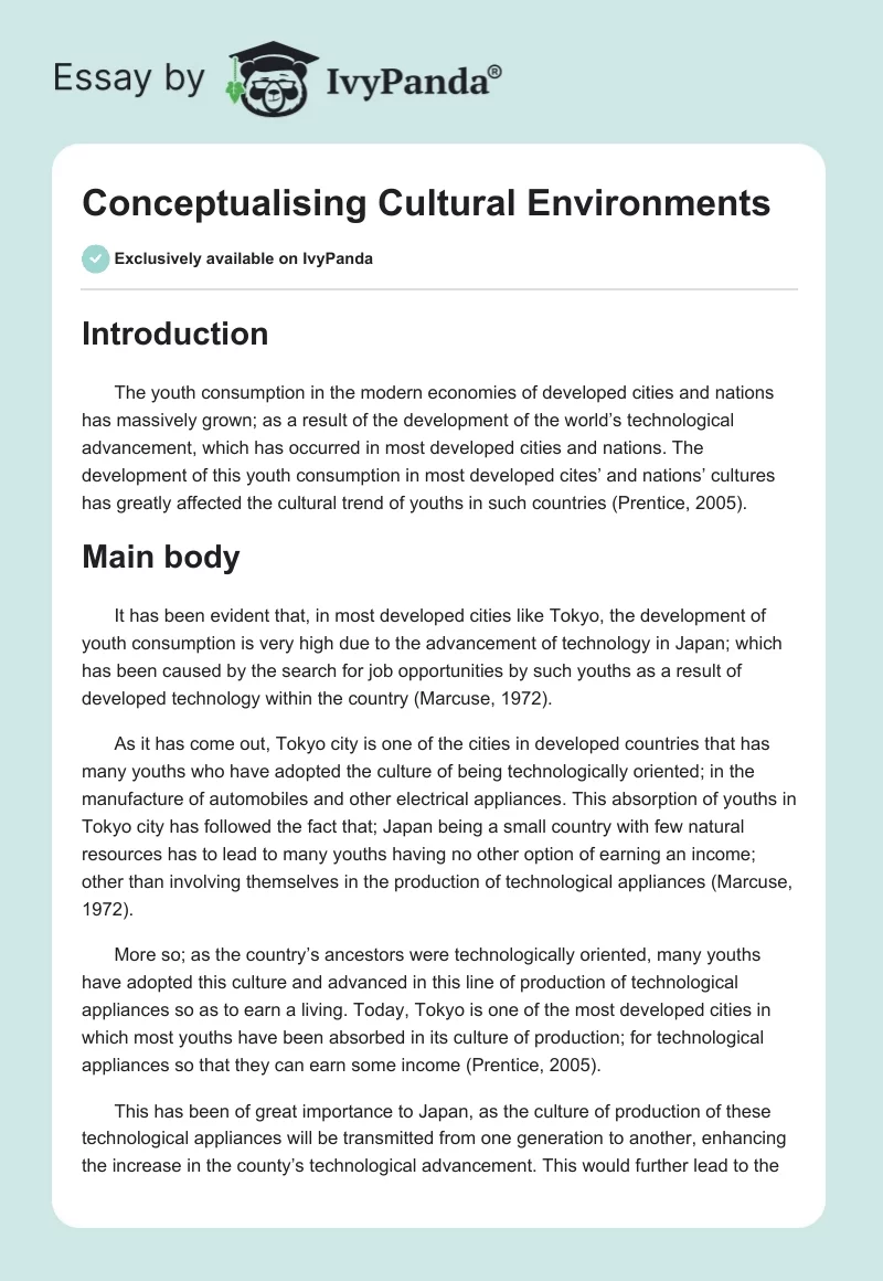 Conceptualising Cultural Environments. Page 1