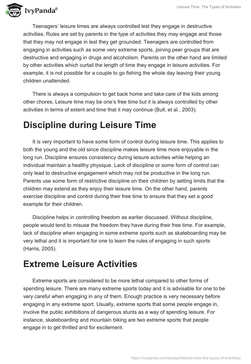 Leisure Time: The Types of Activities. Page 2