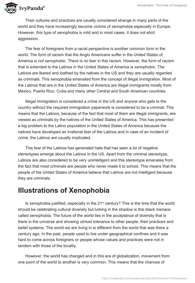 xenophobia essay body