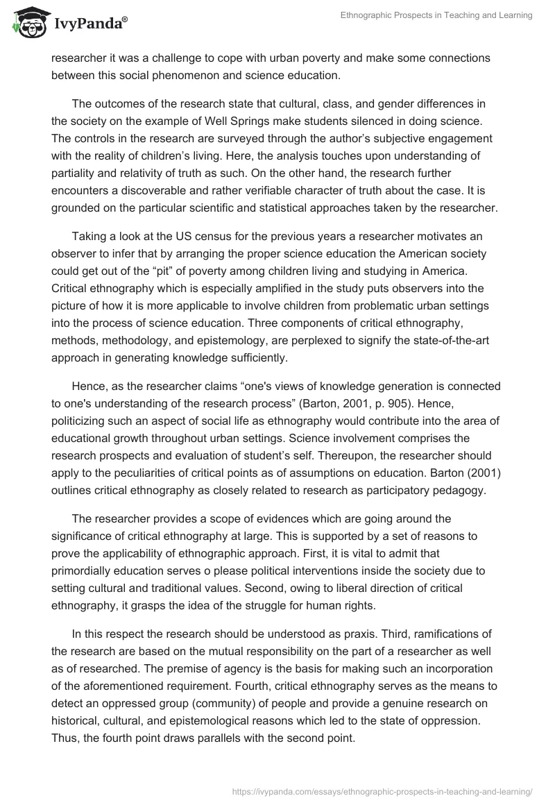Ethnographic Prospects in Teaching and Learning. Page 2