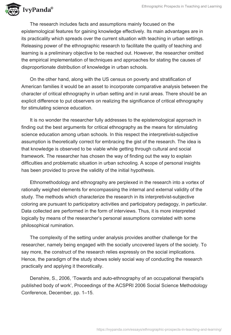 Ethnographic Prospects in Teaching and Learning. Page 3
