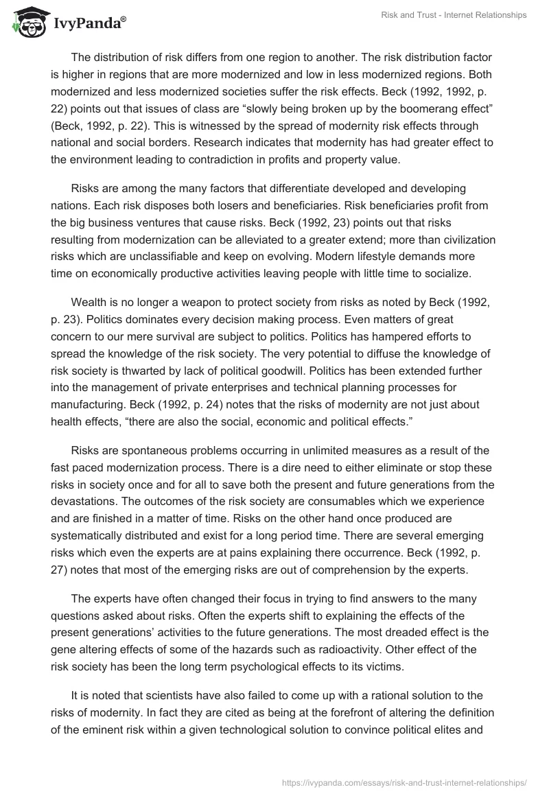 Risk and Trust - Internet Relationships. Page 2
