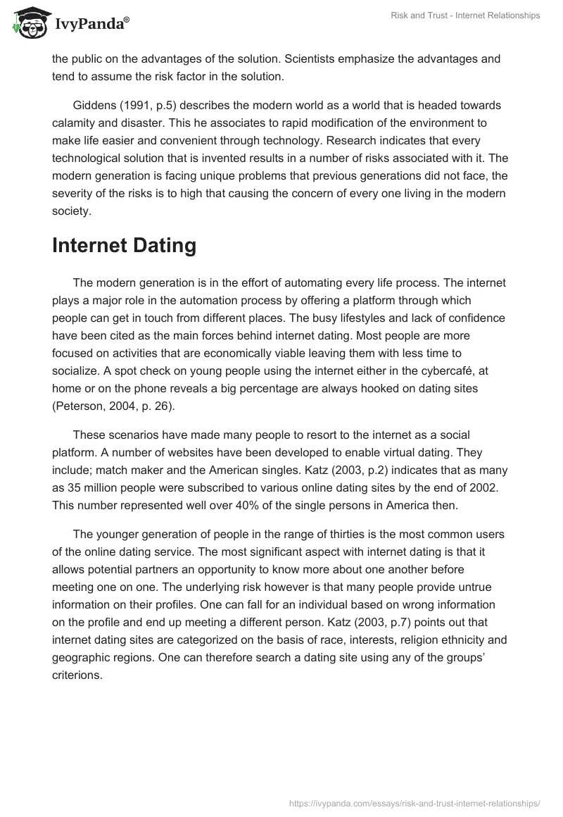 Risk and Trust - Internet Relationships. Page 3