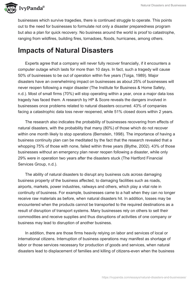 Natural Disasters and Businesses. Page 2