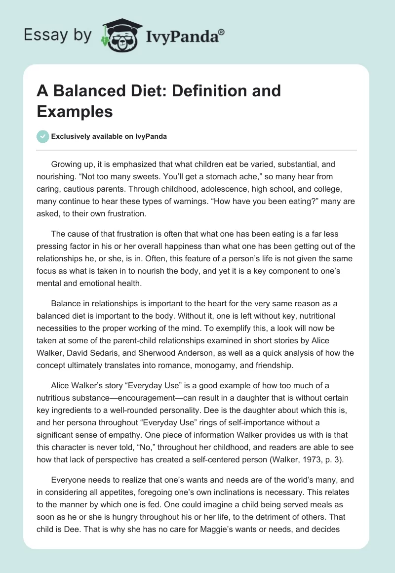 A Balanced Diet: Definition and Examples. Page 1